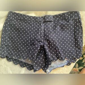 J. Crew Navy Polka Dot Scalloped Shorts